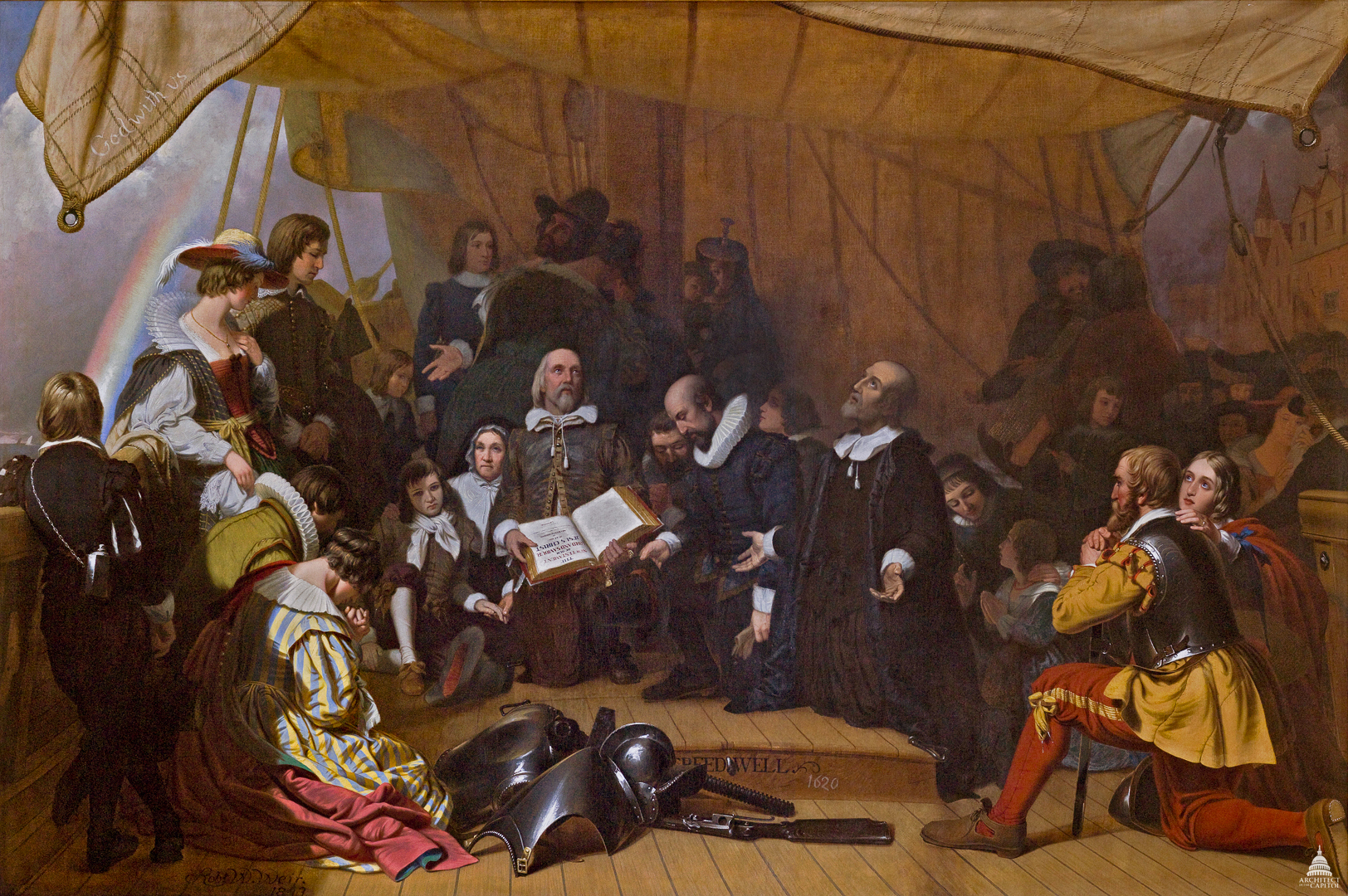 1624x1080 Embarkation Of The Pilgrims Architect Of The Capitol United - Pilgrim Painting
