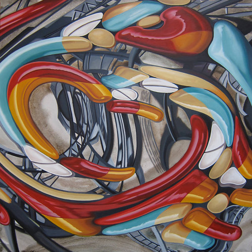 500x501 Sharp, Broken Realism Painting By Robert Porazinski - Pill Painting