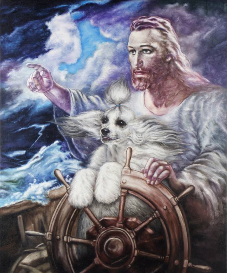 770x928 Saatchi Art Christ The Pilot Redux Painting By Michael Caines - Pilot Painting