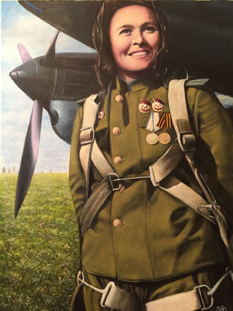 770x1027 Saatchi Art Women Pilot Painting By Sergei Osaulenko - Pilot Painting
