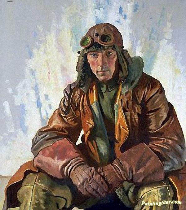 600x678 The Nco Pilot, Rfc Artwork By Sir William Orpen Oil Painting Amp Art - Pilot Painting