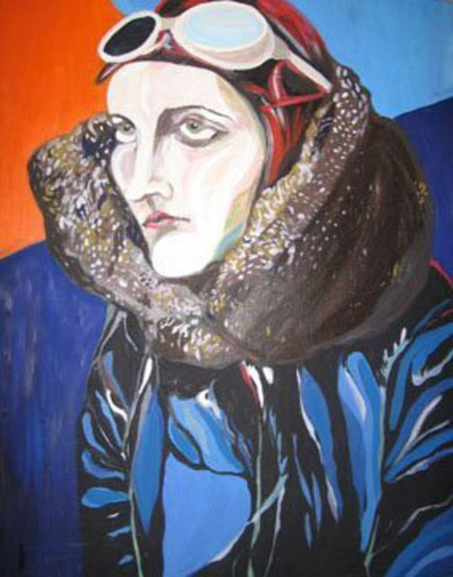 503x640 Vladana Vitorovic Artwork Women Pilot Original Painting Oil - Pilot Painting