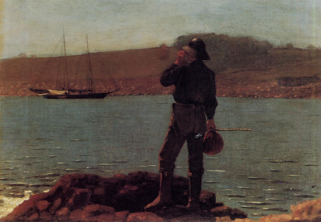 1075x744 Calling The Pilot (Aka Hailing The Schooner) 1876 Painting Homer - Pilot Painting