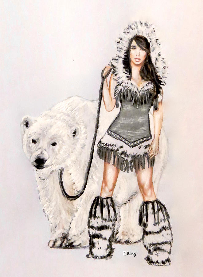 661x900 Inuit Pin Up Girl Painting By Teresa Wing - Pin Painting