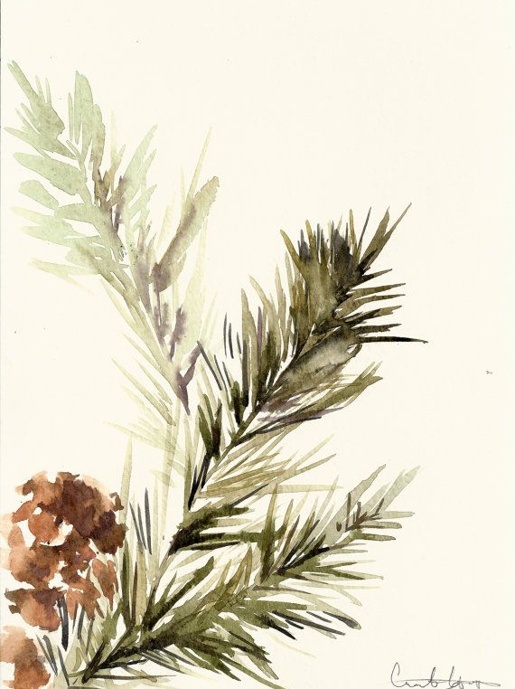 570x762 Original 6x9 Floral Watercolor Blue Mason Jar By Ingsprettythings - Pine Branch Painting