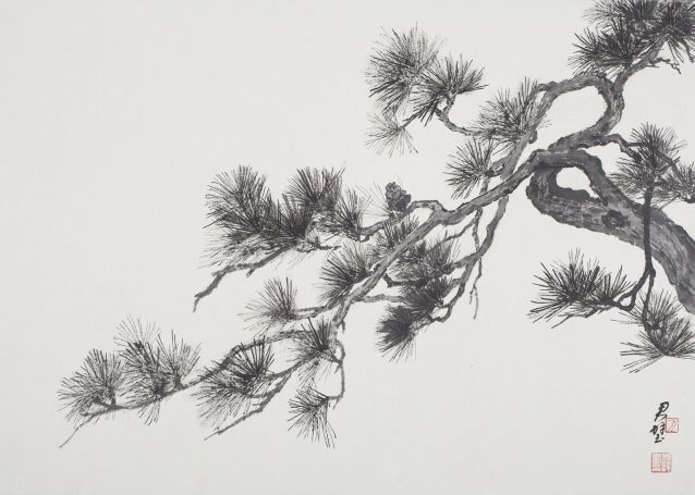 638x455 Pine Tree Art - Pine Branch Painting