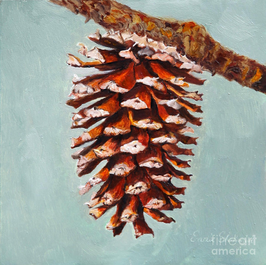 900x896 Pine Cone Painting By Portraits By Nc - Pine Cone Painting