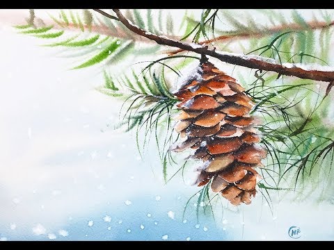 480x360 Easy Watercolors Pine Cone Painting Tutorial - Pine Cone Painting