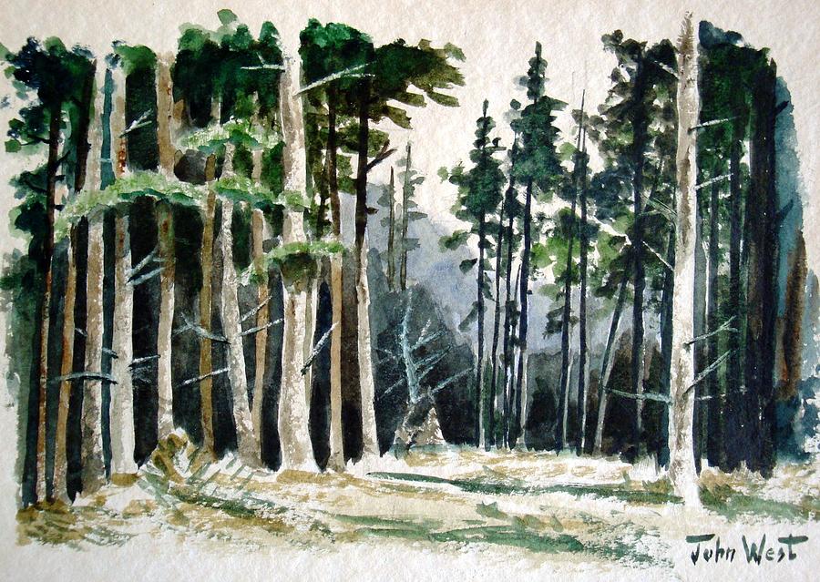 900x639 Pine Forest Painting By John West - Pine Forest Painting