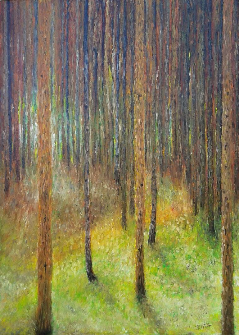770x1078 Saatchi Art Homage To Klimt Pine Forest 2 Painting By Emilia Milcheva - Pine Forest Painting
