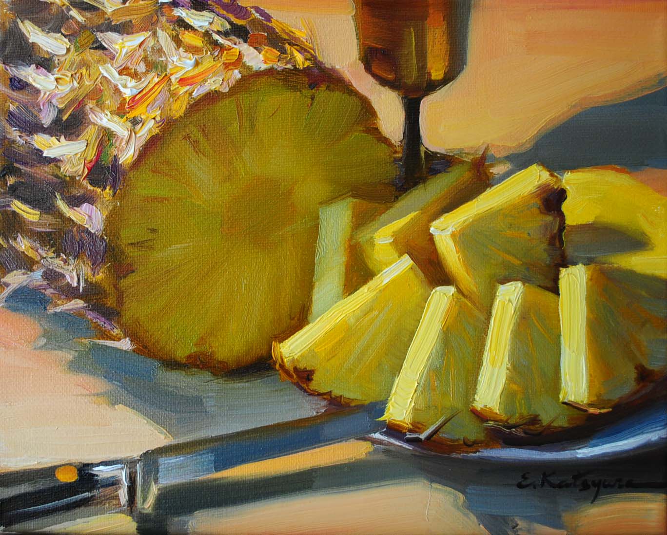 1368x1098 Paintings By Elena Katsyura Still Life With Pineapple - Pineapple Oil Painting