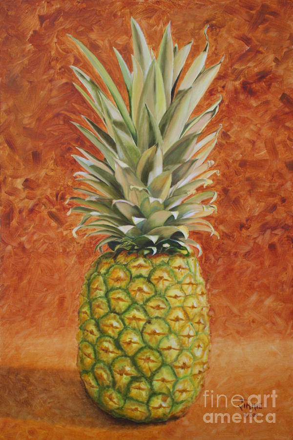 600x900 Pineapple Painting By Jimmie Bartlett - Pineapple Oil Painting