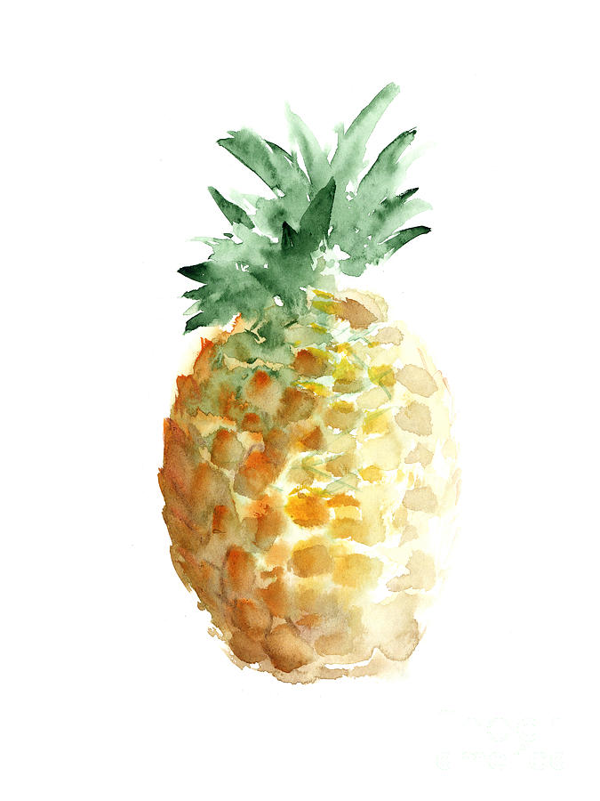 675x900 Pineapple Watercolor Minimalist Painting Painting By Joanna Szmerdt - Pineapple Painting