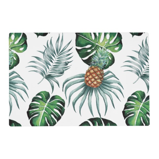 540x540 Tropical Watercolor Pineapple Painting On White Placemat - Pineapple Painting