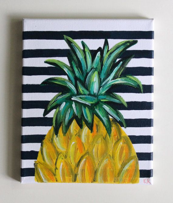 570x667 Tropical Beach Hawaiian Pineapple Acrylic Painting Art Canvas - Pineapple Painting