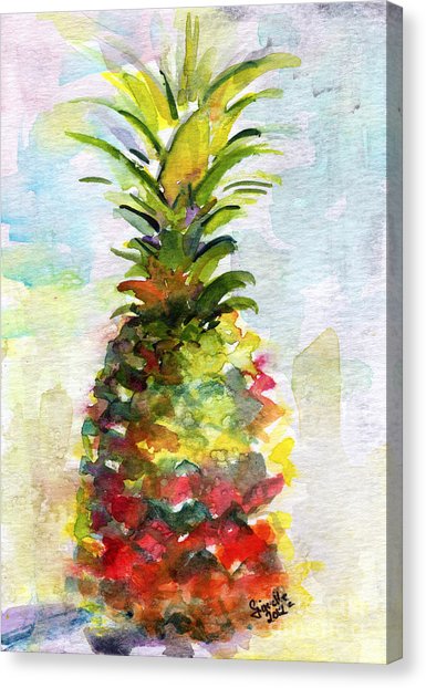 385x622 Pineapple Study Watercolor Painting By Ginette Callaway - Pineapple Watercolor Painting