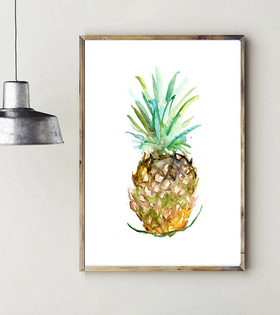 570x642 Pineapple Watercolor Painting Fruit Art Fine Art Print - Pineapple Watercolor Painting