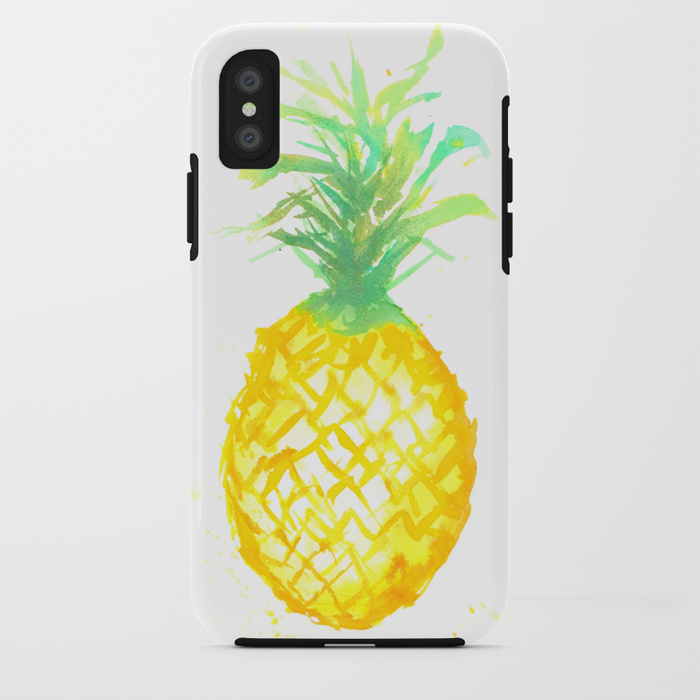 700x700 Pineapple Watercolor Painting Iphone Case By Kmalastudio Society6 - Pineapple Watercolor Painting