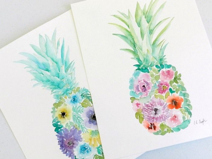 700x525 Watercolor Floral Pineapple Paintings By Elise Engh Watercolor - Pineapple Watercolor Painting
