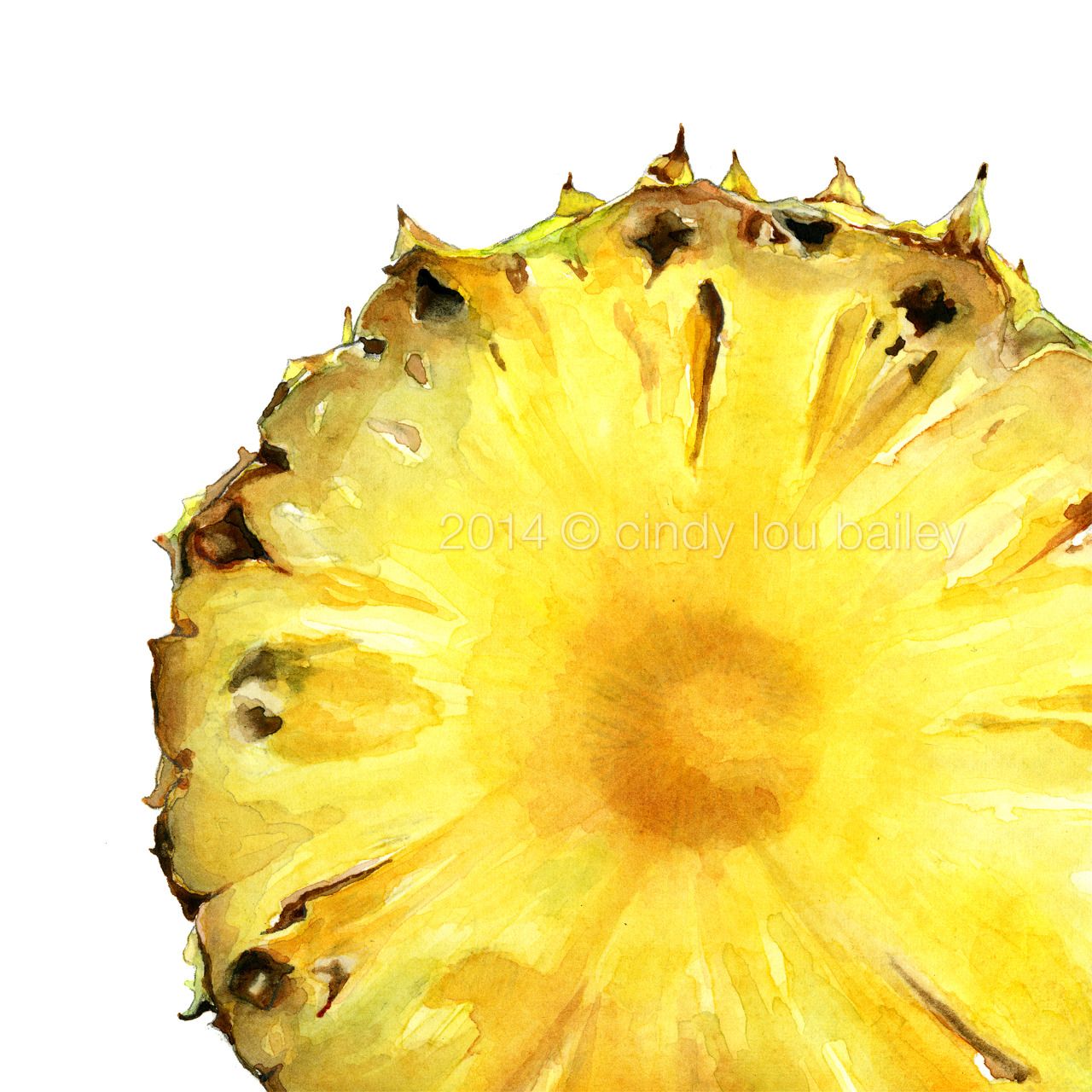 1280x1280 Fruit Series - Pineapple Watercolor Painting