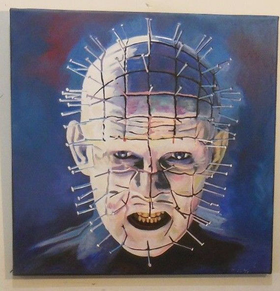 570x591 Pinhead Hellraiser 2017 Top Best Art Oil Painting 100% Hand - Pinhead Painting