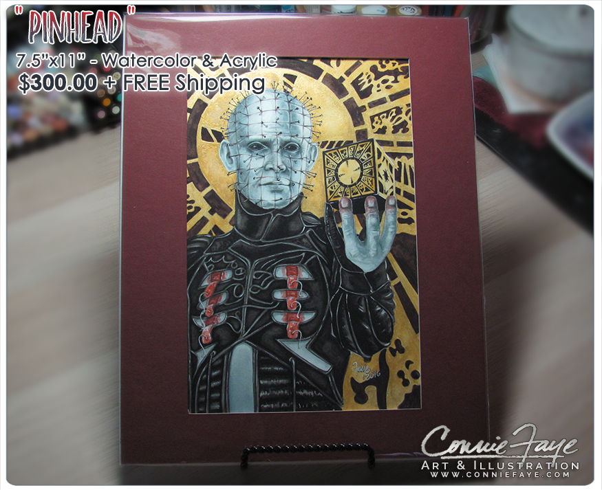 875x713 Pinhead Hellraiser Cenobite Original Watercolor Painting Connie - Pinhead Painting