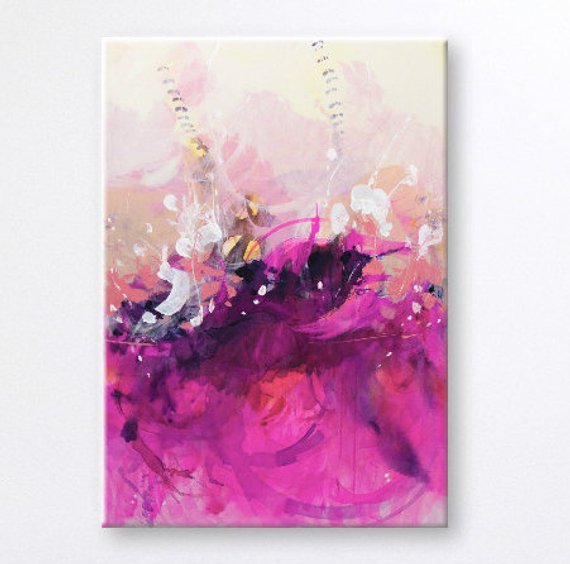 570x564 Pink Abstract Painting Contemporary Wall Art Abstract Modern - Pink Abstract Painting
