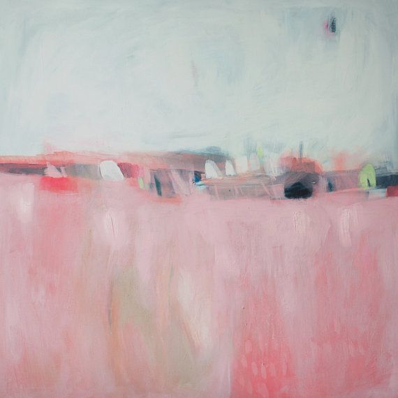 570x570 Abstract Painting Print, Giclee Print, Pink And White Painting - Pink Abstract Painting