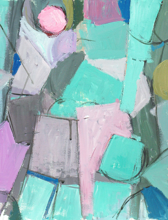 580x762 Pink Moon, Green Shade Night Abstract Exterior, Outdoor - Pink And Green Painting