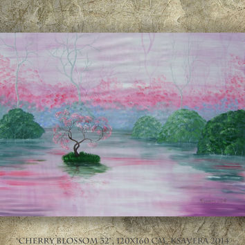 354x354 Shop Acrylic Painting Cherry Blossoms On Wanelo - Pink And Green Painting