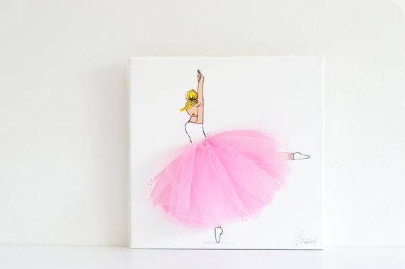 570x379 Pink Ballerina Tulle Wall Art - Pink Ballerina Painting