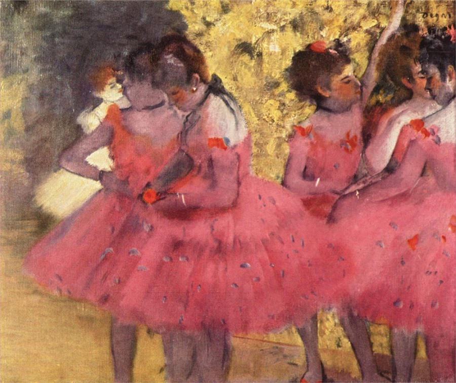 900x756 The Pink Dancers Before The Ballet, 1884 By Edgar Degas - Pink Ballerina Painting