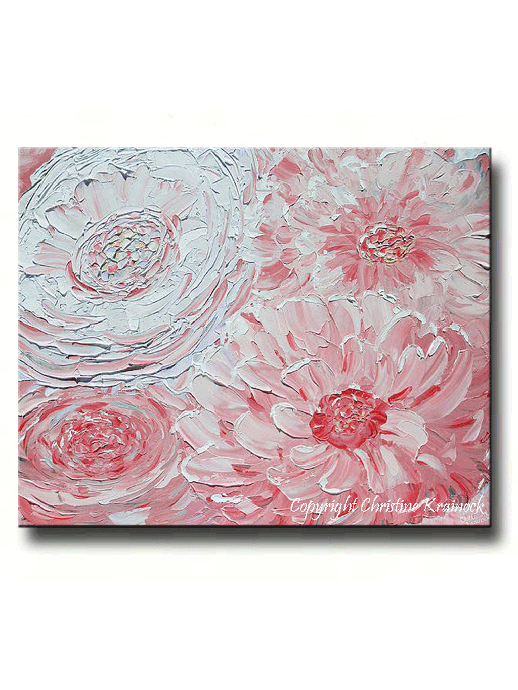 1024x1365 Giclee Print Art Abstract Pink Peony Painting Peonies Flowers - Pink Canvas Painting
