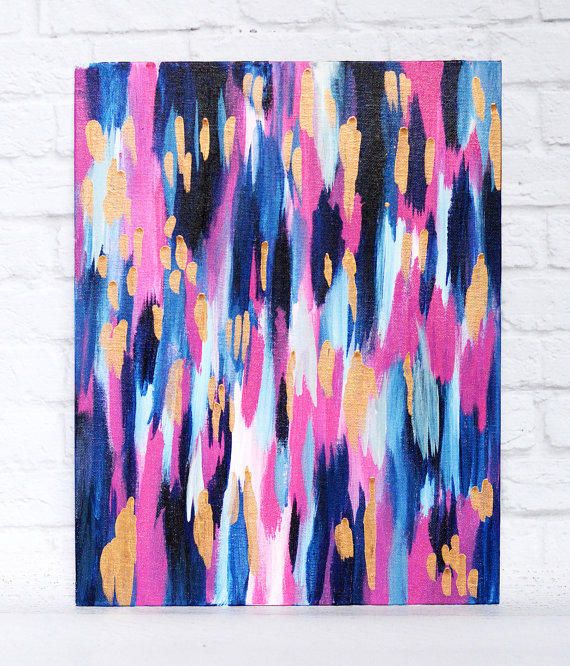 570x666 Golden Rain - Pink Canvas Painting