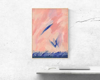 340x270 Large Abstract Painting Pink Large Pastel Abstract Canvas - Pink Canvas Painting