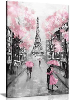 282x400 Pink Black Amp White Paris Painting Canvas Wall Art Picture Print - Pink Canvas Painting