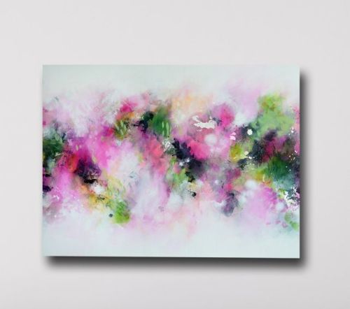 500x442 Pink And Green Abstract Canvas Print, Giclee Print, Large Abstract - Pink Canvas Painting