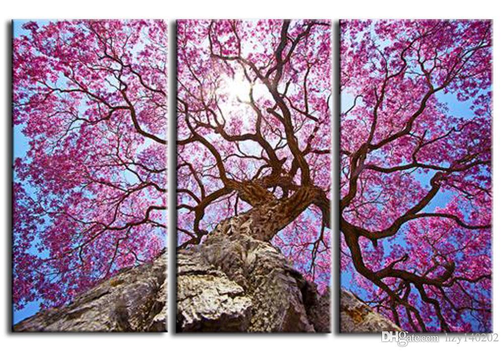 1000x698 Best Fashion Canvas Painting Art Pink Pretty Cherry Tree Print - Pink Canvas Painting