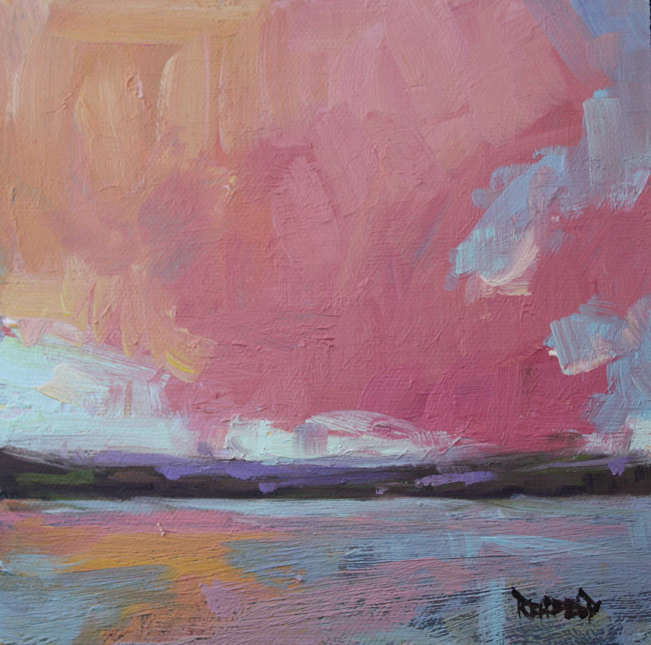 1312x1300 Cathleen Rehfeld Daily Painting Big Pink Cloud - Pink Cloud Painting