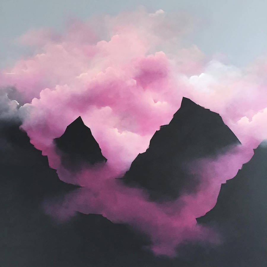 900x900 Dreamy Cloud Paintings By Brooklyn Whelan The Dna Life - Pink Cloud Painting