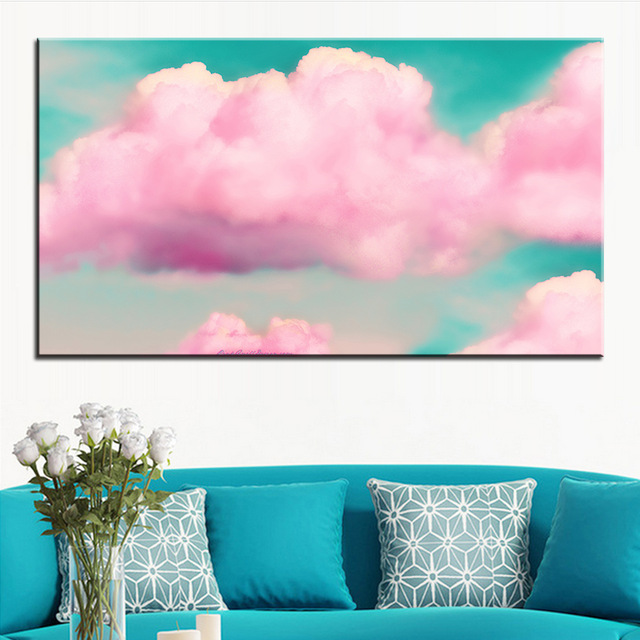 640x640 Large Size Printing Oil Painting Clouds 3d Effect Wall Painting - Pink Clouds Painting
