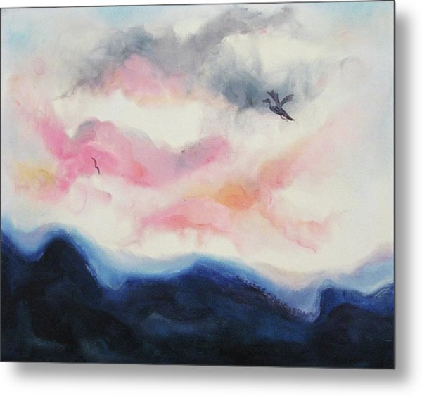 600x563 Pink Clouds And Blue Hills Painting By Suzanne Marie Leclair - Pink Clouds Painting