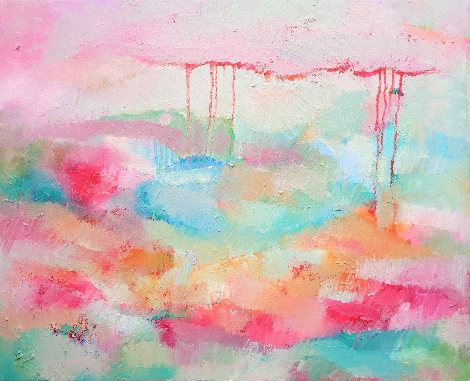 1600x1299 Elisaveta Sivas Abstract Original Pink Clouds Painting - Pink Clouds Painting