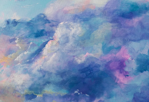 498x340 In The Clouds - Pink Clouds Painting