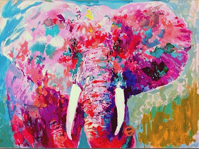 640x480 Gold Supplier Supply High Quality Pink Elephant Oil Painting - Pink Elephant Painting