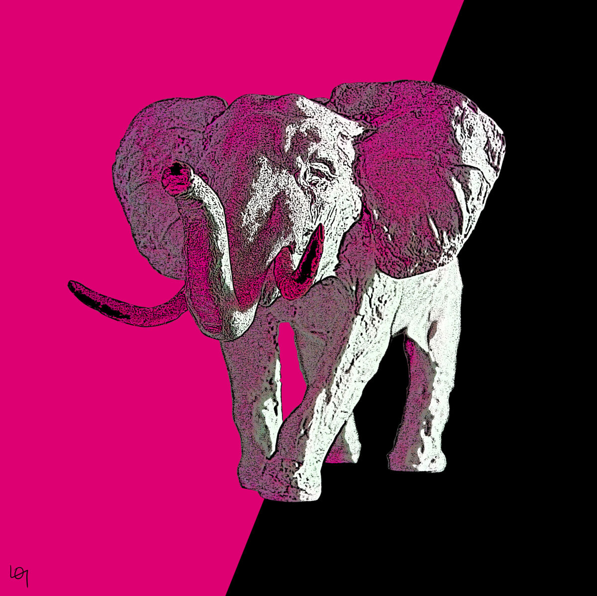 1200x1197 Pink Elephant (Lawrence) - Pink Elephant Painting