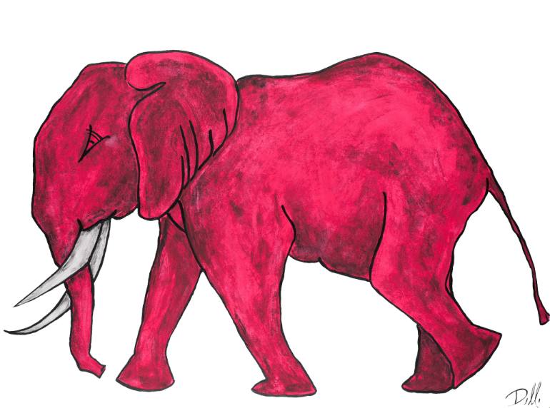770x572 Saatchi Art Pink Elephant Painting By Dell Camargo - Pink Elephant Painting