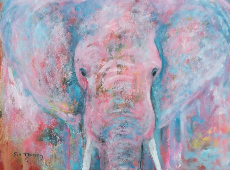770x570 Saatchi Art Pink Elephant Painting By Els Driesen - Pink Elephant Painting