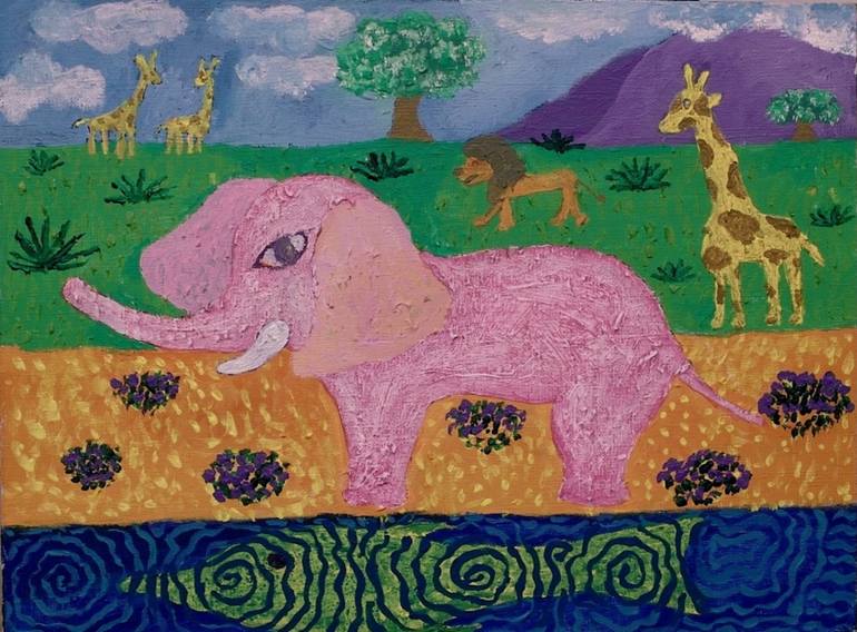 770x568 Saatchi Art Pink Elephant Painting By Iana Diabina - Pink Elephant Painting