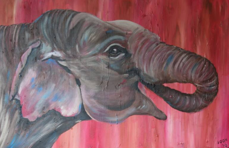 770x499 Saatchi Art Pink Elephant Painting By Ilona Van Burgel - Pink Elephant Painting